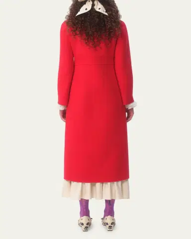 Valentino Garavani High-Neck Double-Breast Belted Wool Cashmere Coat | Thumbnail 3