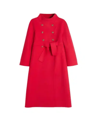 Valentino Garavani High-Neck Double-Breast Belted Wool Cashmere Coat | Thumbnail 1