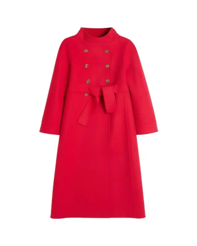 Valentino Garavani High-Neck Double-Breast Belted Wool Cashmere Coat