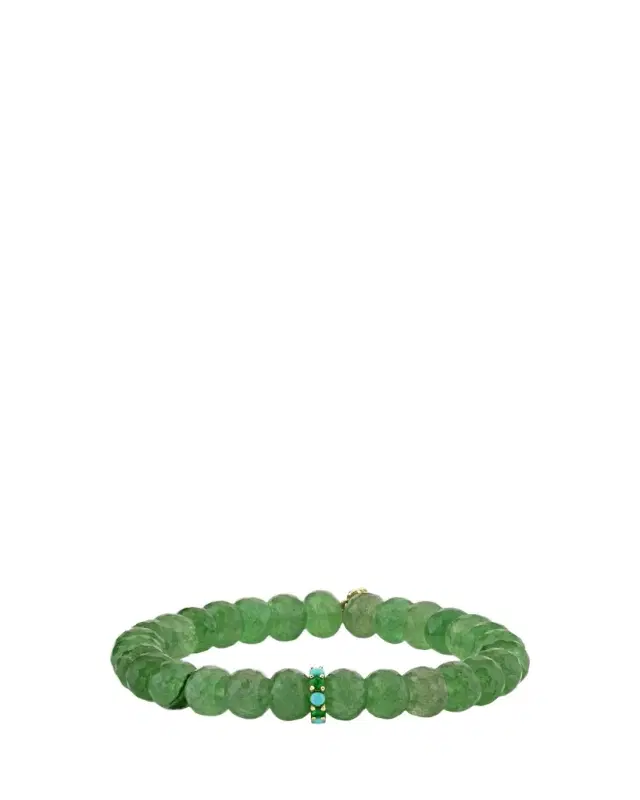 Large Cocktail Emerald and Turquoise Rondelle Bracelet, 8mm