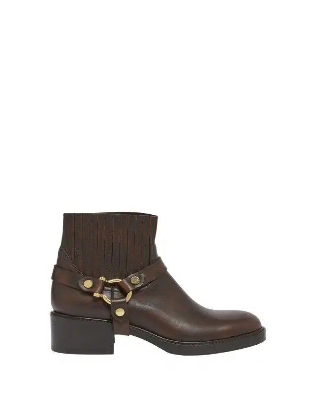 Dakota Leather Harness Moto Ankle Booties