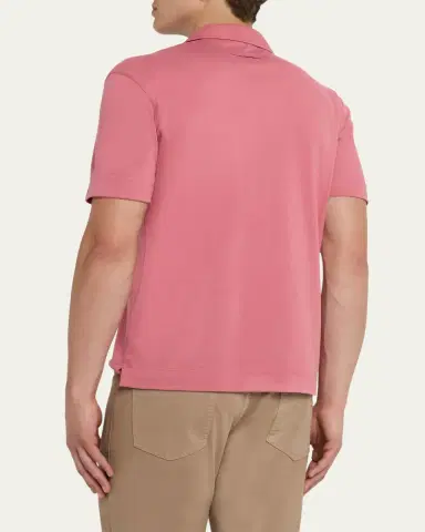 ZEGNA Men's Cotton and Silk Polo Shirt | Thumbnail 3