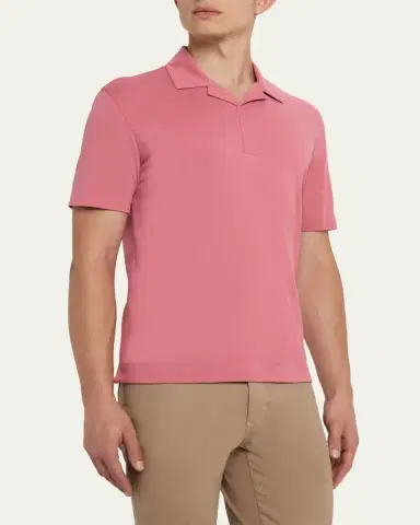ZEGNA Men's Cotton and Silk Polo Shirt | Thumbnail 4