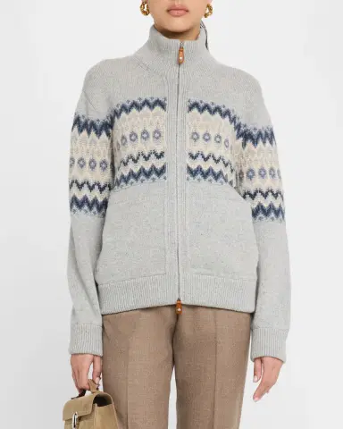 Loro Piana Alpe Pile Cashmere GG 5 Bomber Sweater | Thumbnail 3