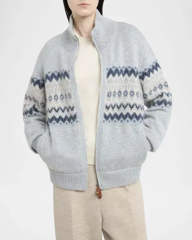Loro Piana Alpe Pile Cashmere GG 5 Bomber Sweater | Thumbnail 6