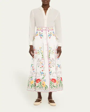 Valentino Garavani Floral Embroidered Midi Skirt | Thumbnail 2