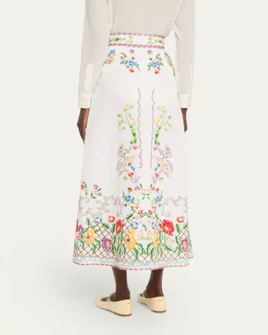 Valentino Garavani Floral Embroidered Midi Skirt | Thumbnail 3