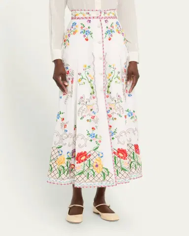 Valentino Garavani Floral Embroidered Midi Skirt | Thumbnail 4