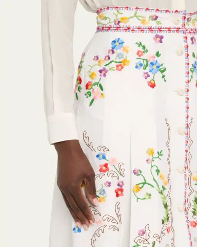 Valentino Garavani Floral Embroidered Midi Skirt | Thumbnail 5