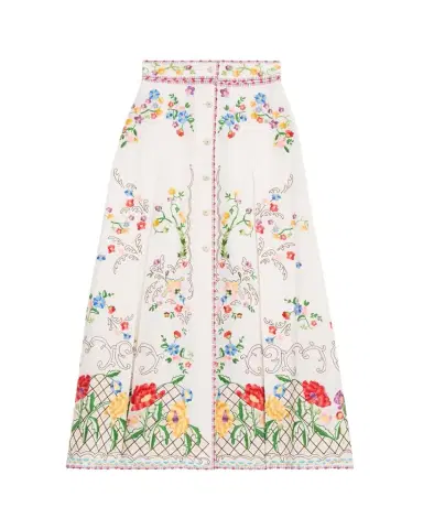 Valentino Garavani Floral Embroidered Midi Skirt | Thumbnail 1