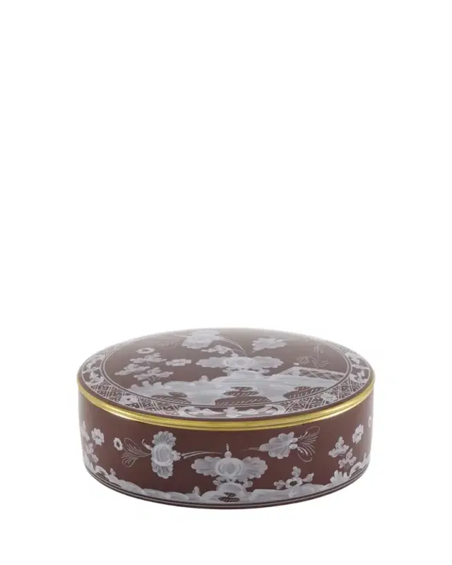 GINORI 1735 Oriente Italiano Round Box with Cover, Castagna