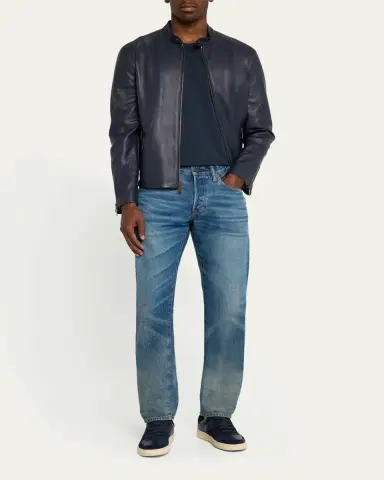 SAVAS Men's Crest Cafe Leather Racer Jacket | Thumbnail 2