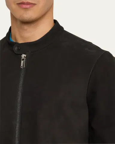 SAVAS Men's Crest Cafe Leather Racer Jacket | Thumbnail 10