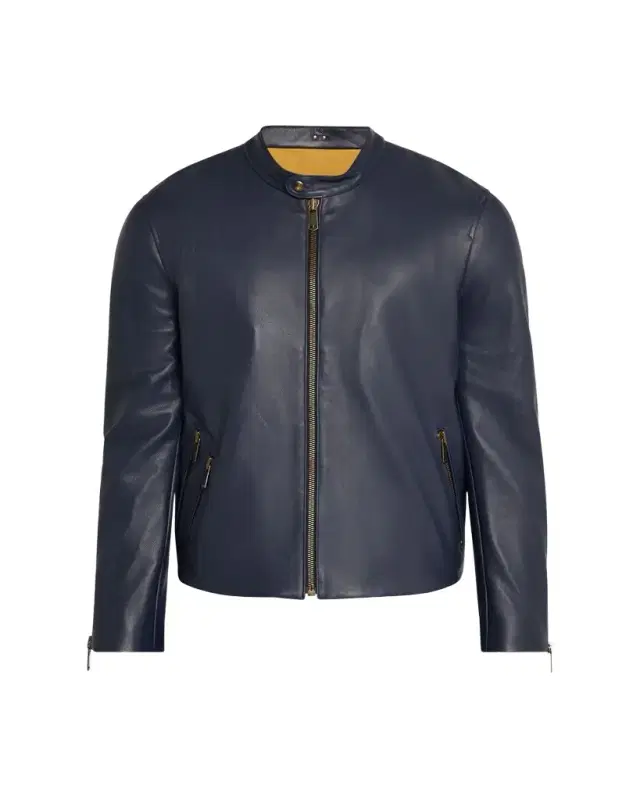 Men's Crest Cafe Leather Racer Jacket