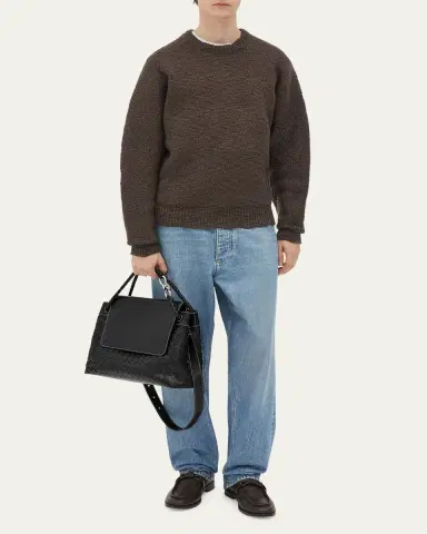 Bottega Veneta Men's Andiamo Medium Intrecciato Leather Messenger Bag | Thumbnail 2