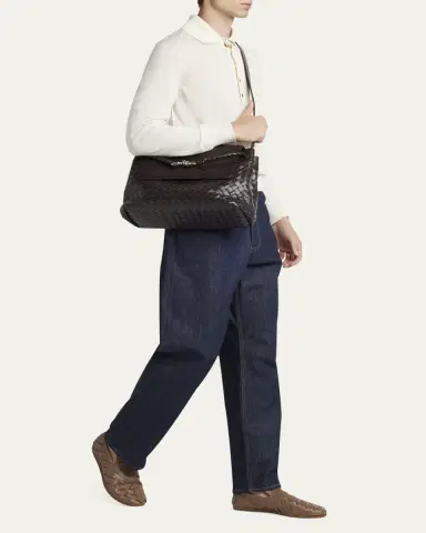 Bottega Veneta Men's Andiamo Medium Intrecciato Leather Messenger Bag | Thumbnail 9