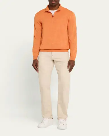 Kiton Men's Cashmere and Linen Half-Zip Sweater | Thumbnail 2 Kiton Men's Cashmere and Linen Half-Zip Sweater | Thumbnail 2