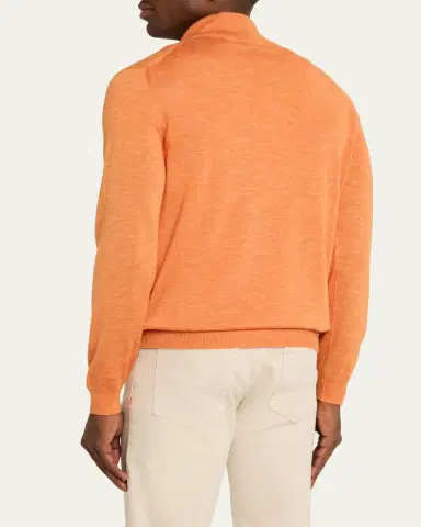 Kiton Men's Cashmere and Linen Half-Zip Sweater | Thumbnail 3 Kiton Men's Cashmere and Linen Half-Zip Sweater | Thumbnail 3