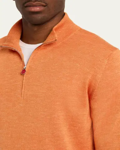 Kiton Men's Cashmere and Linen Half-Zip Sweater | Thumbnail 5 Kiton Men's Cashmere and Linen Half-Zip Sweater | Thumbnail 5