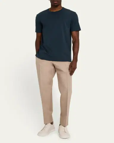 ZEGNA Men's Linen and Cotton Flat-Front Pants | Thumbnail 2
