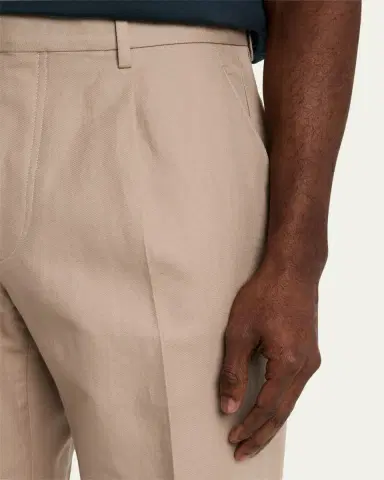 ZEGNA Men's Linen and Cotton Flat-Front Pants | Thumbnail 5