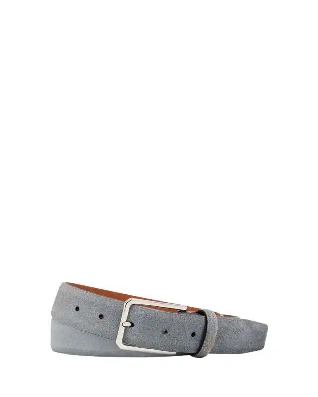 Men's Suede Rectangle-Buckle Belt