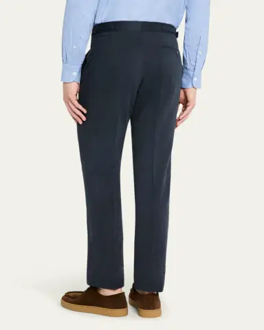 Anderson & Sheppard Men's Cotton Flat-Front Trousers | Thumbnail 3