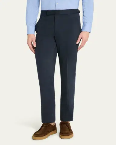 Anderson & Sheppard Men's Cotton Flat-Front Trousers | Thumbnail 4