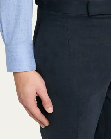 Anderson & Sheppard Men's Cotton Flat-Front Trousers | Thumbnail 5