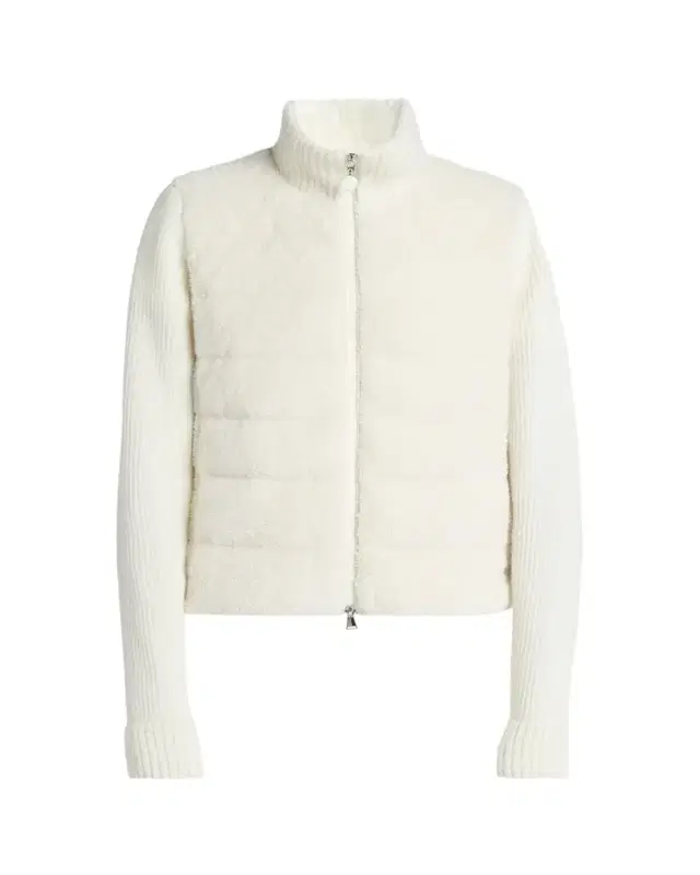 Quilted Combo Zip-Front Cardigan