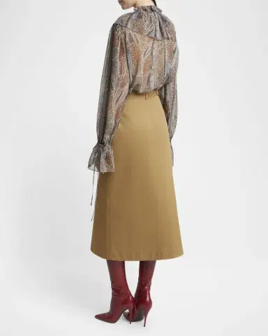 Saint Laurent Button Down Midi Skirt | Thumbnail 2