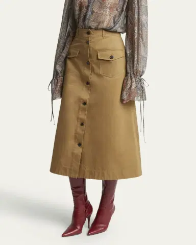 Saint Laurent Button Down Midi Skirt | Thumbnail 8