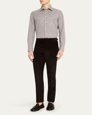 Anderson & Sheppard Men's Cotton Corduroy Flat-Front Trousers | Thumbnail 2 Anderson & Sheppard Men's Cotton Corduroy Flat-Front Trousers | Thumbnail 2