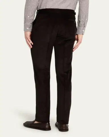 Anderson & Sheppard Men's Cotton Corduroy Flat-Front Trousers | Thumbnail 3 Anderson & Sheppard Men's Cotton Corduroy Flat-Front Trousers | Thumbnail 3