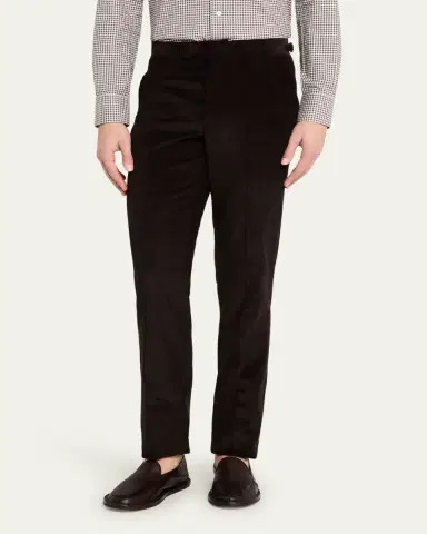Anderson & Sheppard Men's Cotton Corduroy Flat-Front Trousers | Thumbnail 4 Anderson & Sheppard Men's Cotton Corduroy Flat-Front Trousers | Thumbnail 4