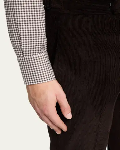 Anderson & Sheppard Men's Cotton Corduroy Flat-Front Trousers | Thumbnail 5 Anderson & Sheppard Men's Cotton Corduroy Flat-Front Trousers | Thumbnail 5