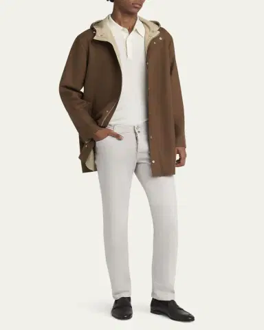 Kiton Men's Cotton Hooded Overcoat | Thumbnail 2