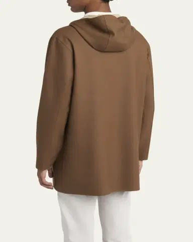 Kiton Men's Cotton Hooded Overcoat | Thumbnail 3