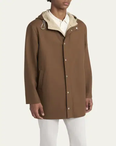 Kiton Men's Cotton Hooded Overcoat | Thumbnail 4