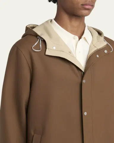 Kiton Men's Cotton Hooded Overcoat | Thumbnail 5