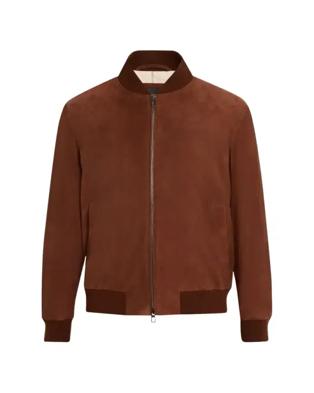 Men's Suede Full-Zip Bomber Jacket