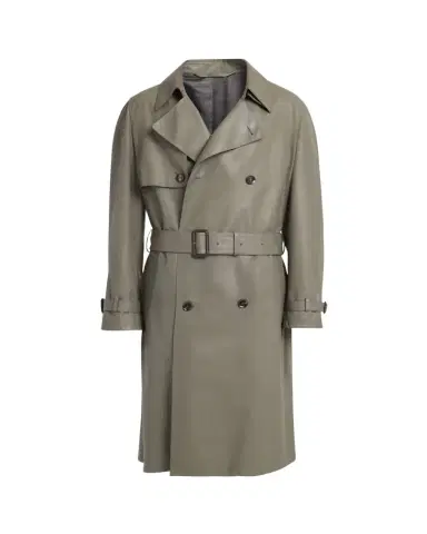 Brioni Men's Loden Leather Trench Coat | Thumbnail 1