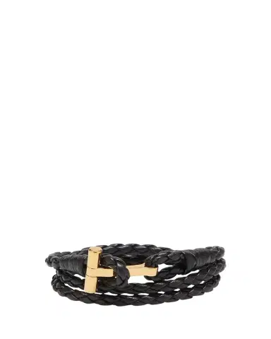 TOM FORD Men's Braided Leather T-Wrap Bracelet | Thumbnail 1