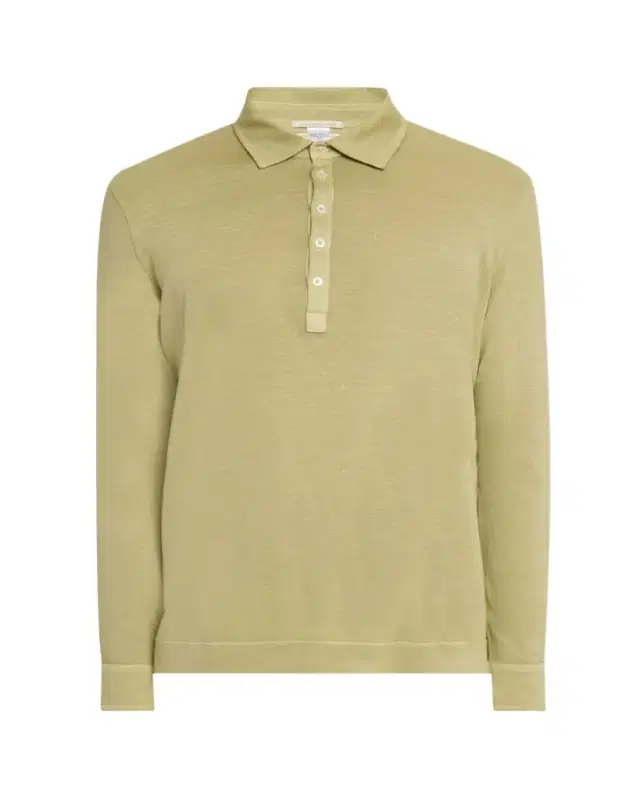 Men's Raya Linen and Cotton Long-Sleeve Polo Shirt