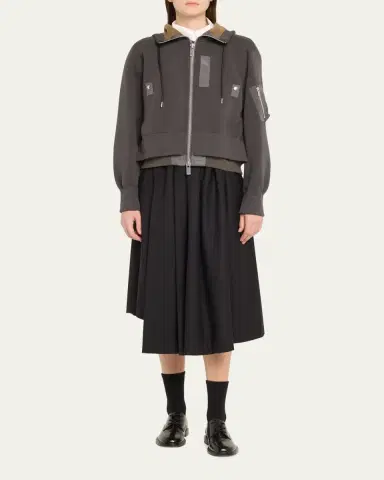 SACAI Hybrid Zip-Up Drawstring Hooded Jacket | Thumbnail 2