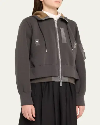 SACAI Hybrid Zip-Up Drawstring Hooded Jacket | Thumbnail 4