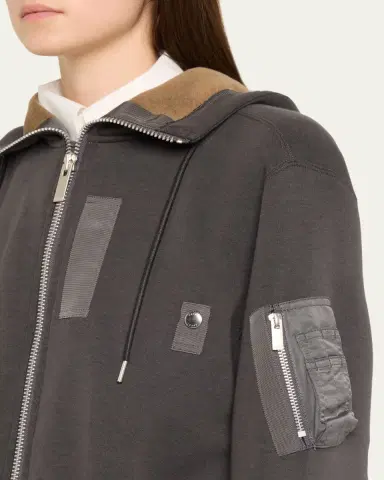 SACAI Hybrid Zip-Up Drawstring Hooded Jacket | Thumbnail 5