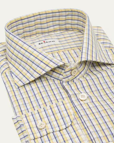Kiton Men's Cotton Graph Check Dress Shirt | Thumbnail 2 Kiton Men's Cotton Graph Check Dress Shirt | Thumbnail 2