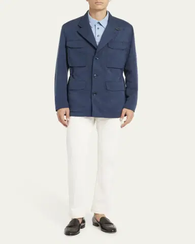Brioni Men's Washed Silk Safari Jacket | Thumbnail 2