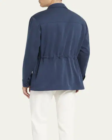 Brioni Men's Washed Silk Safari Jacket | Thumbnail 3